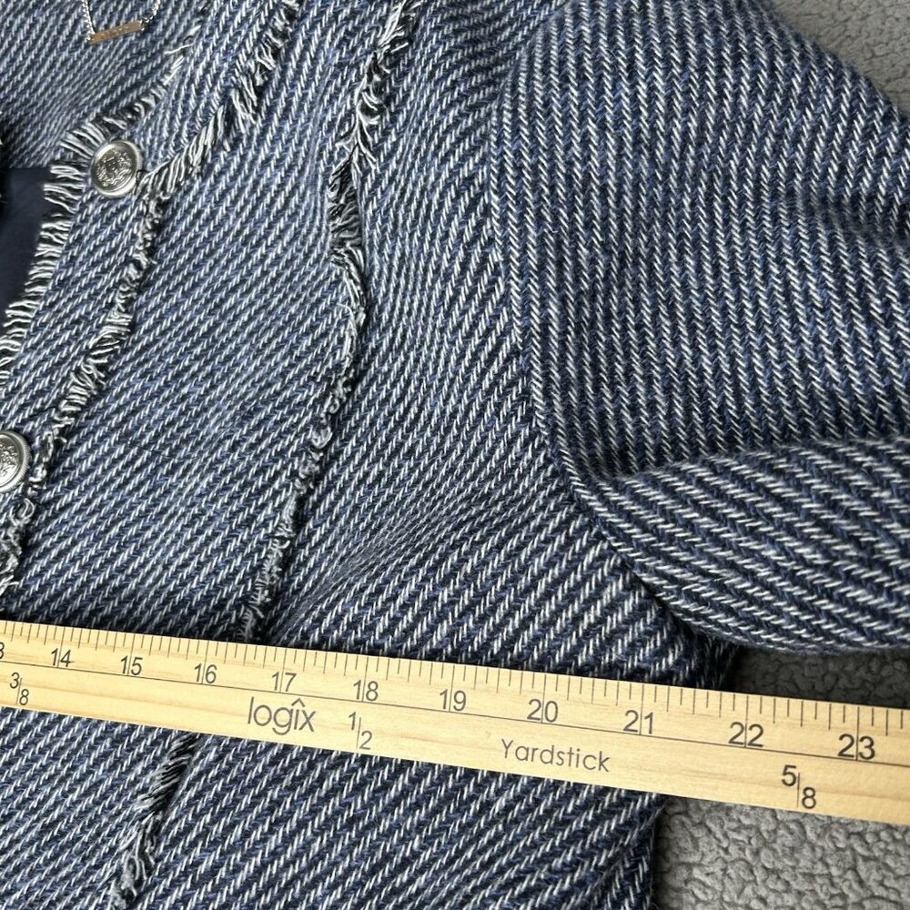 Chico's Blue Tweed Fringe Jacket - Picture 12 of 16